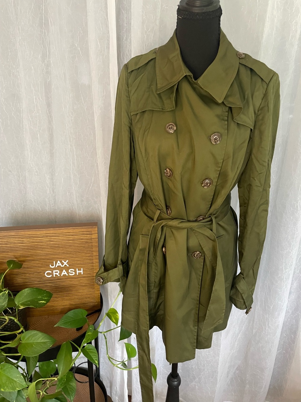 The Limited Olive Trench Coat with Waist Tie